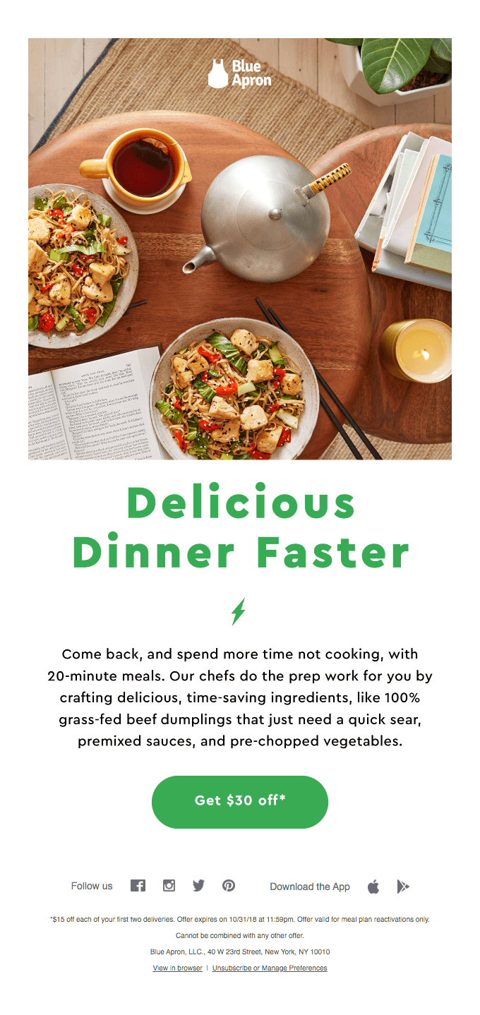 B2B Email Marketing Tactics: 11 Ways to Crush Your Competition Reactivation email marketing example: Blue Apron