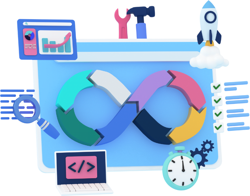 10 Must-Know Magento B2B Features to Level-Up Your eCommerce illustration of software integration on a computer screen