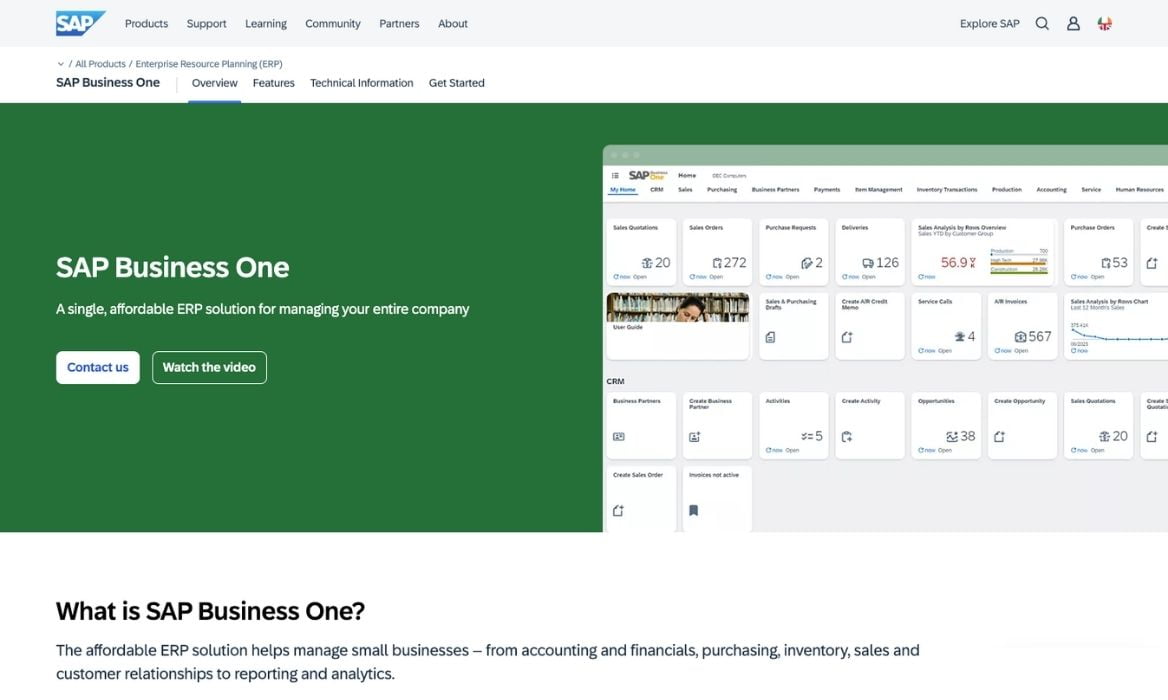 Magento ERP Integration: 7 of the Best ERP Systems for a Magento eCommerce Store SAP Business One ERP screenshot