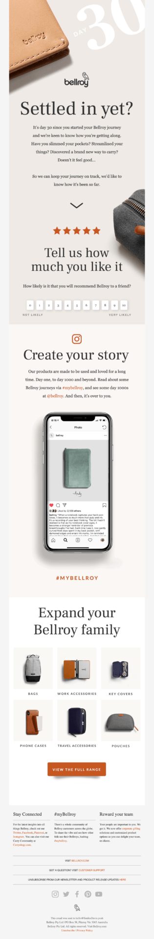  Survey email marketing example: Bellroy