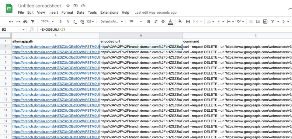 Prepare your spreadsheet and generate delete commands