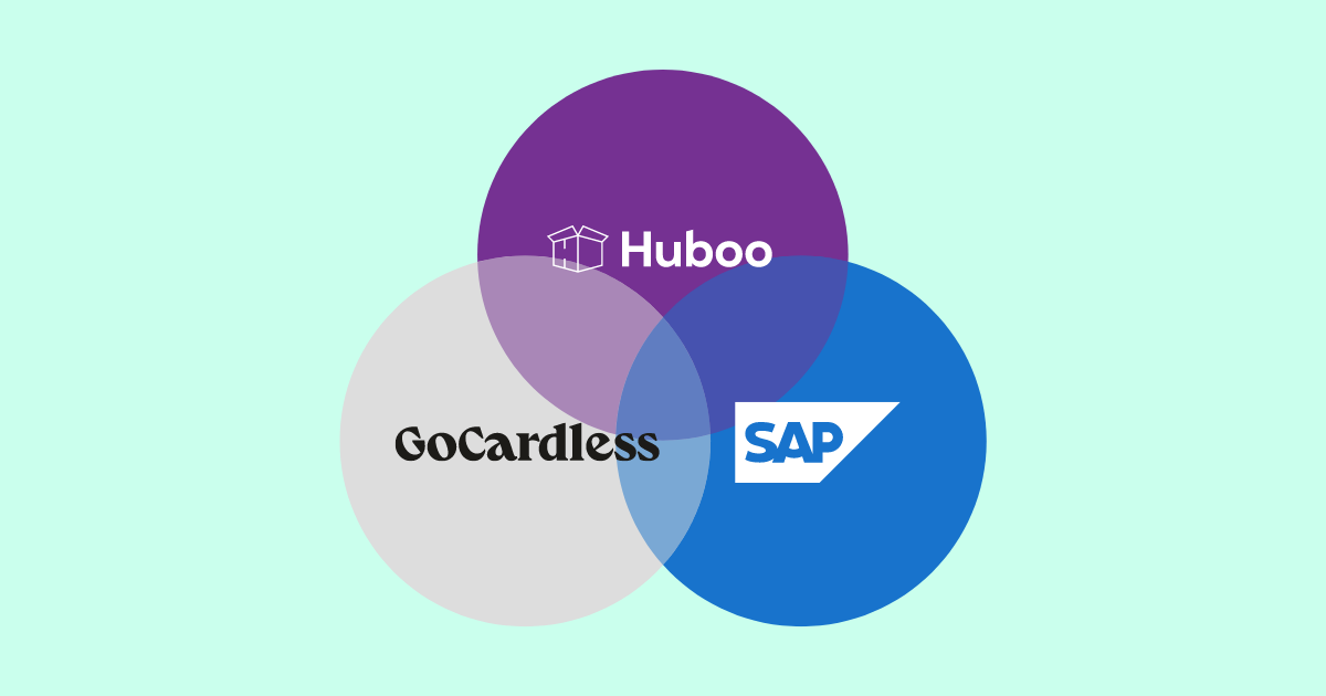 diagram showing the integration relationship between Huboo, SAP and GoCardless