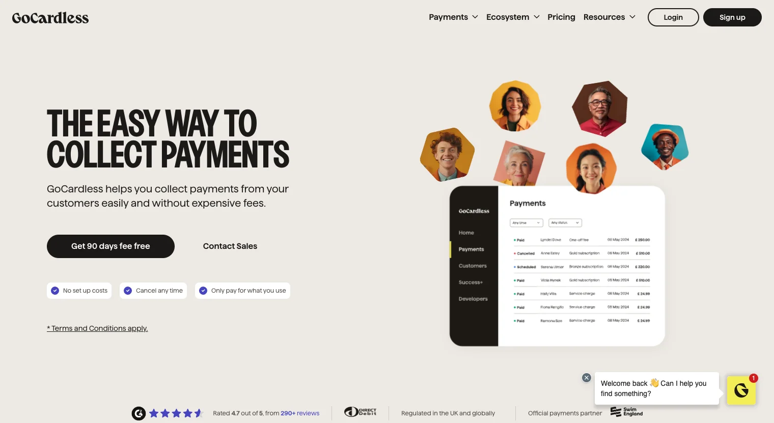 The Best B2B Payment Solutions GoCardless homepage screenshot