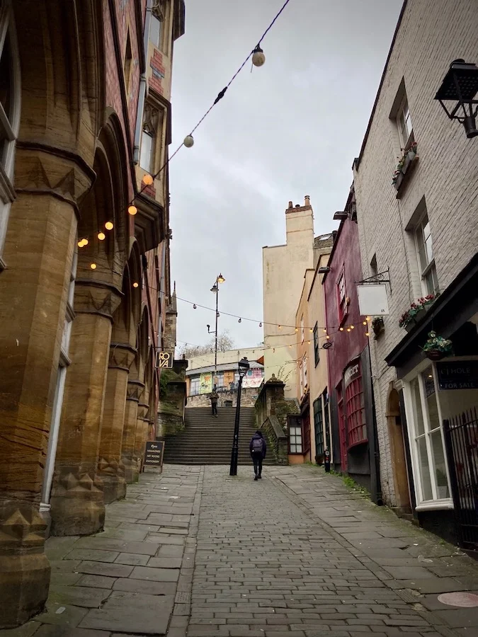About Rixxo View looking up Christmas steps in Bristol