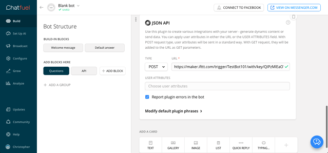 IFTT Chatfuel & Google Sheets Integration2-3