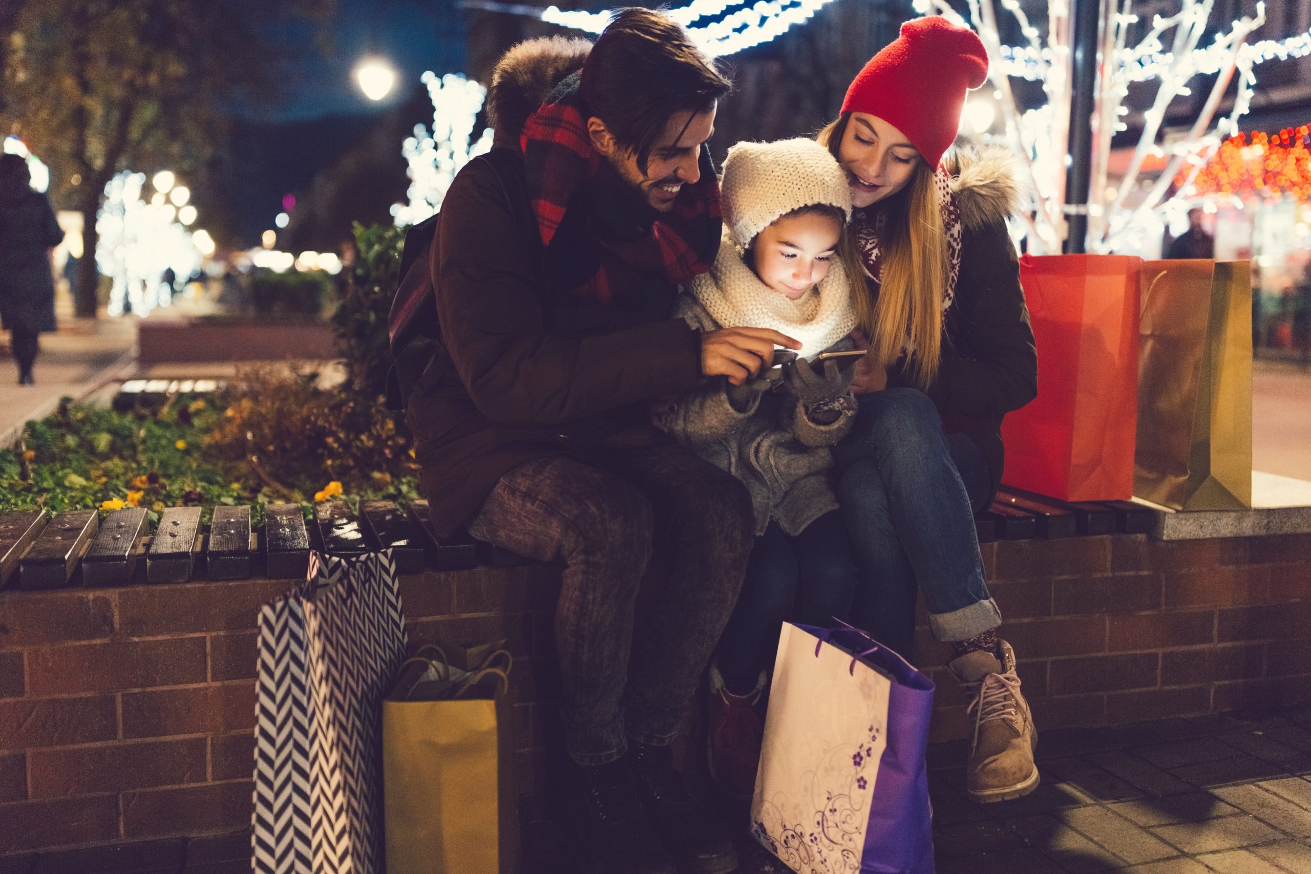 a family out christmas shopping