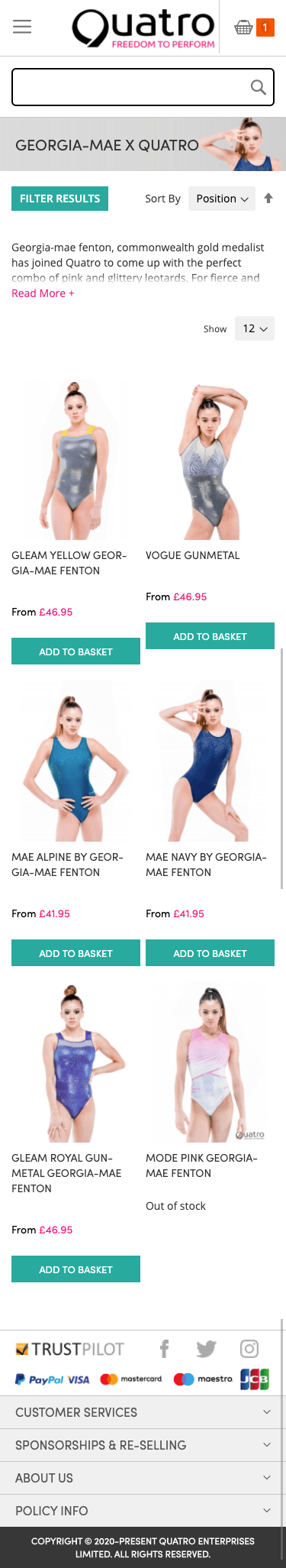 Quatro Gymnastics Magento 2 B2B and B2C eCommerce