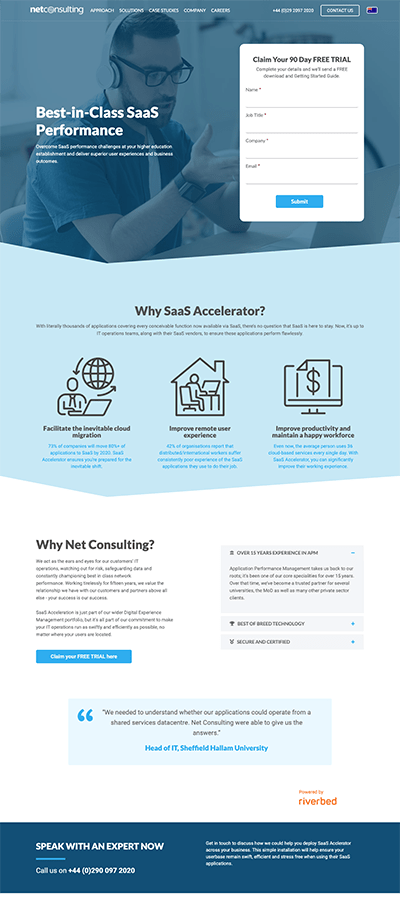 NetConsulting Landing Page After Final re-usable builder template in Website