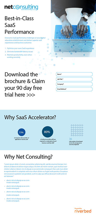 NetConsulting Landing Page Before A wireframe mockup provided by Marketing Team