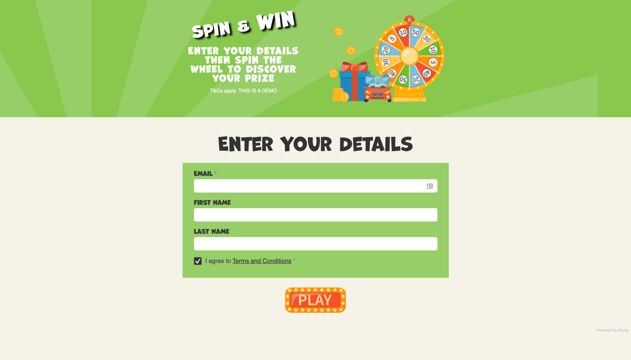 Wheel of Fortune - A mobile responsive spin the wheel